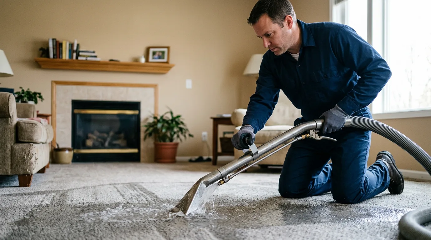 Water damage restoration technician working near Mount Prospect, IL